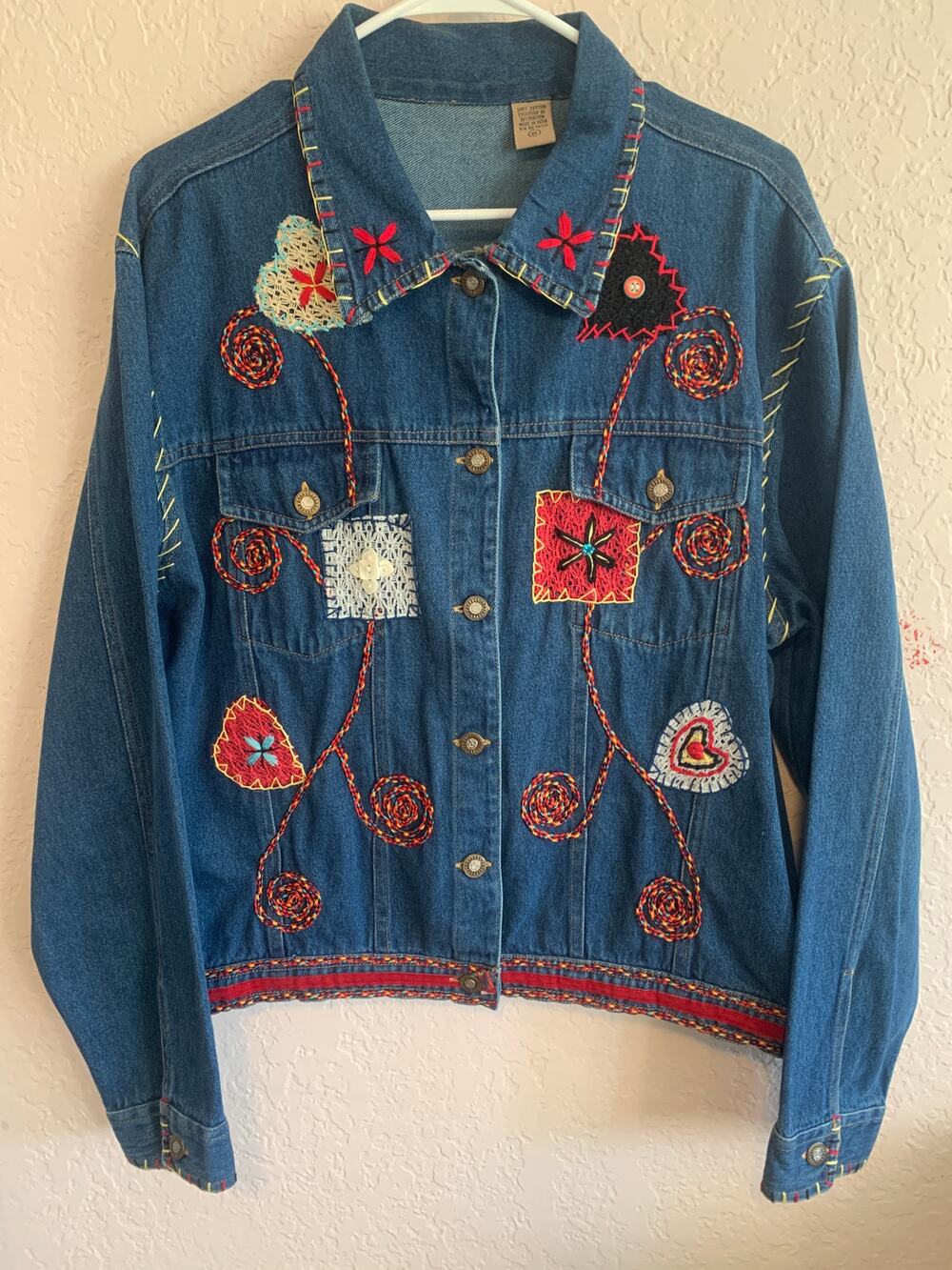 New Directions Y2K Vintage Jean Jacket Embellished Women's Size XL